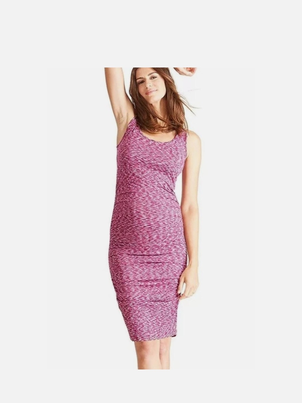 Ingrid & Isabel berry pink space dye maternity tank dress midi dress SMALL